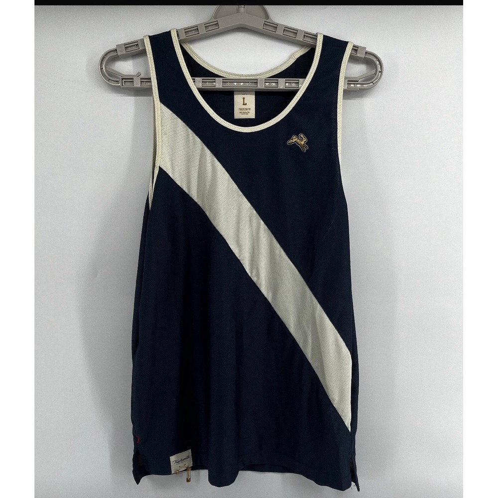 TRACKSMITH Van Cortlandt‎ Singlet - Navy Blue with White Stripe - Men's Large